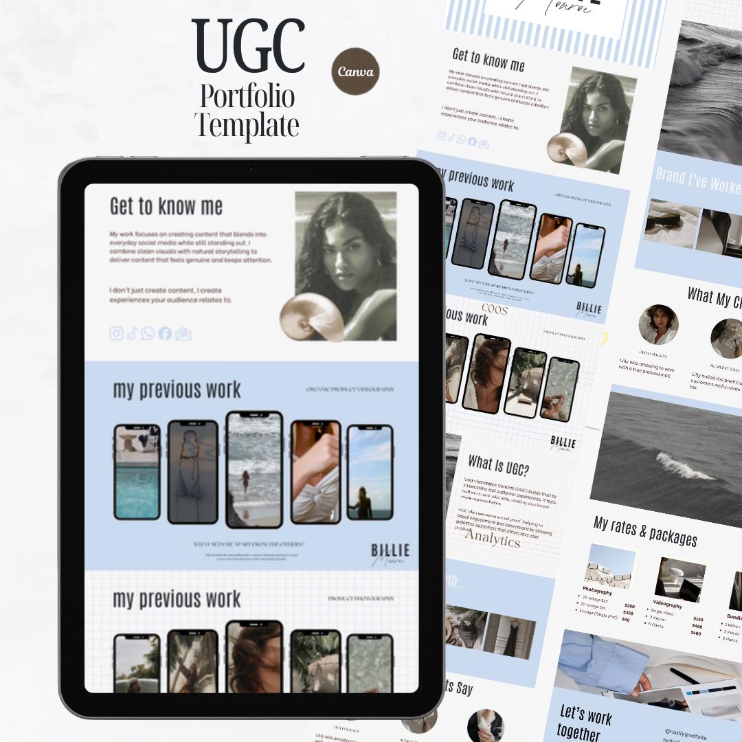Blue Stripe UGC Portfolio Template Canva - preview 3