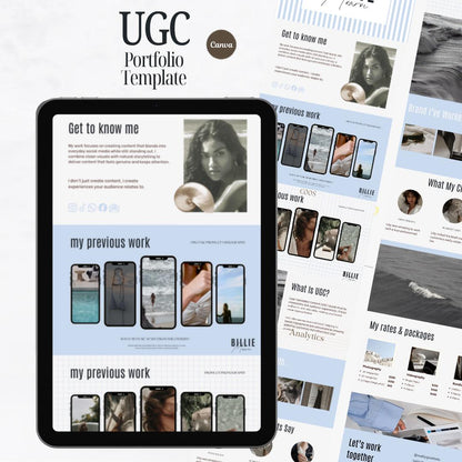 Blue Stripe UGC Portfolio Template Canva - preview 3