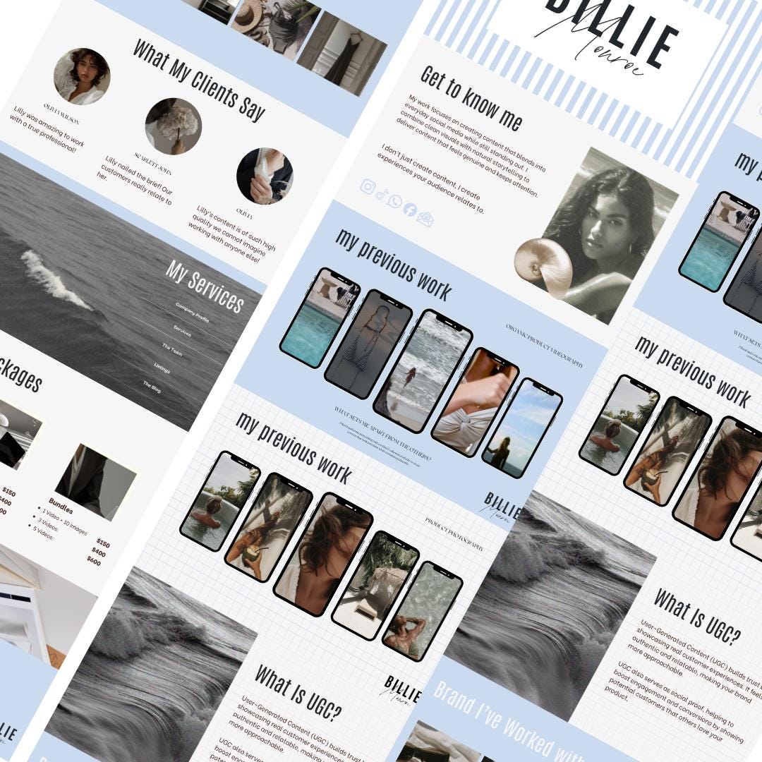 Blue Stripe UGC Portfolio Template Canva - preview 2