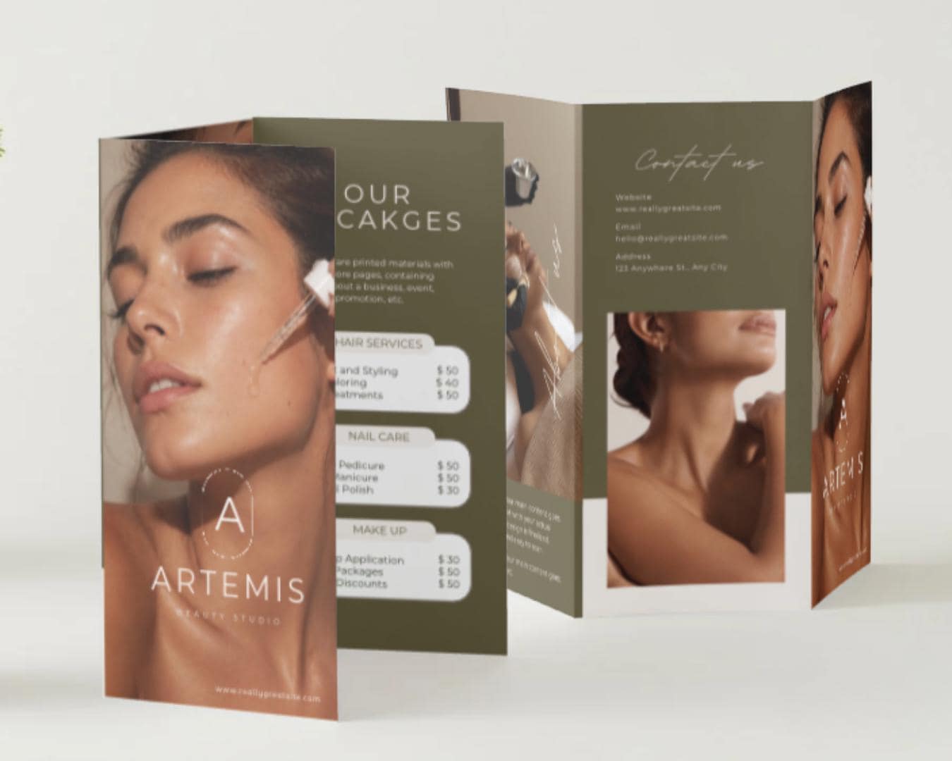 Esthetician Trifold Brochure Template - preview 2