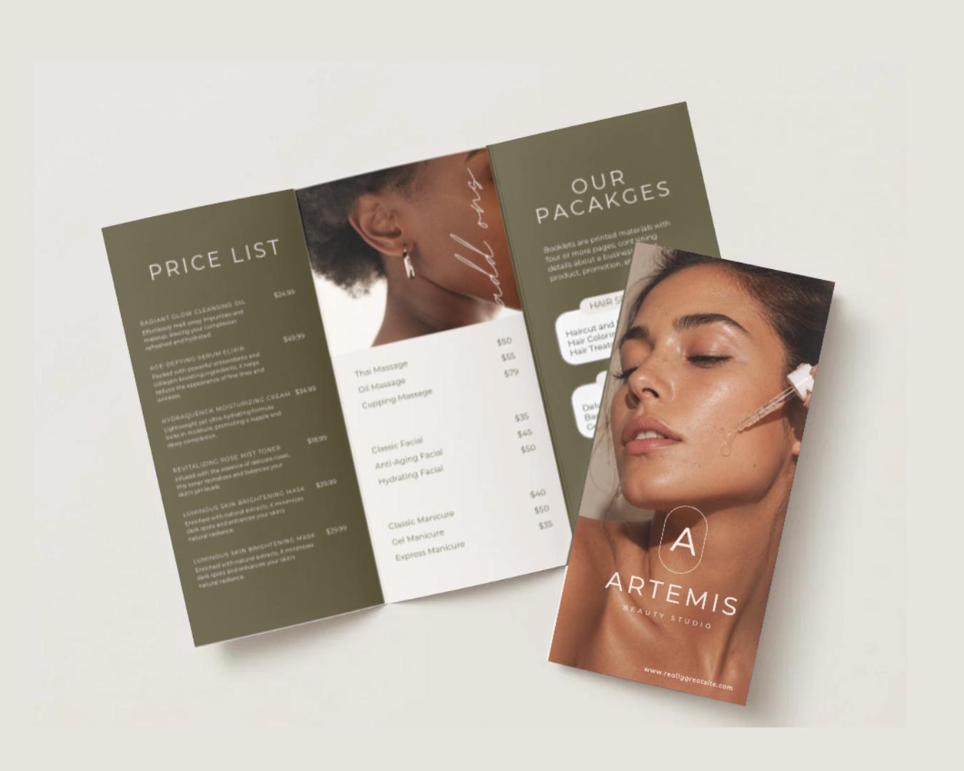 Esthetician Trifold Brochure Template - preview 3