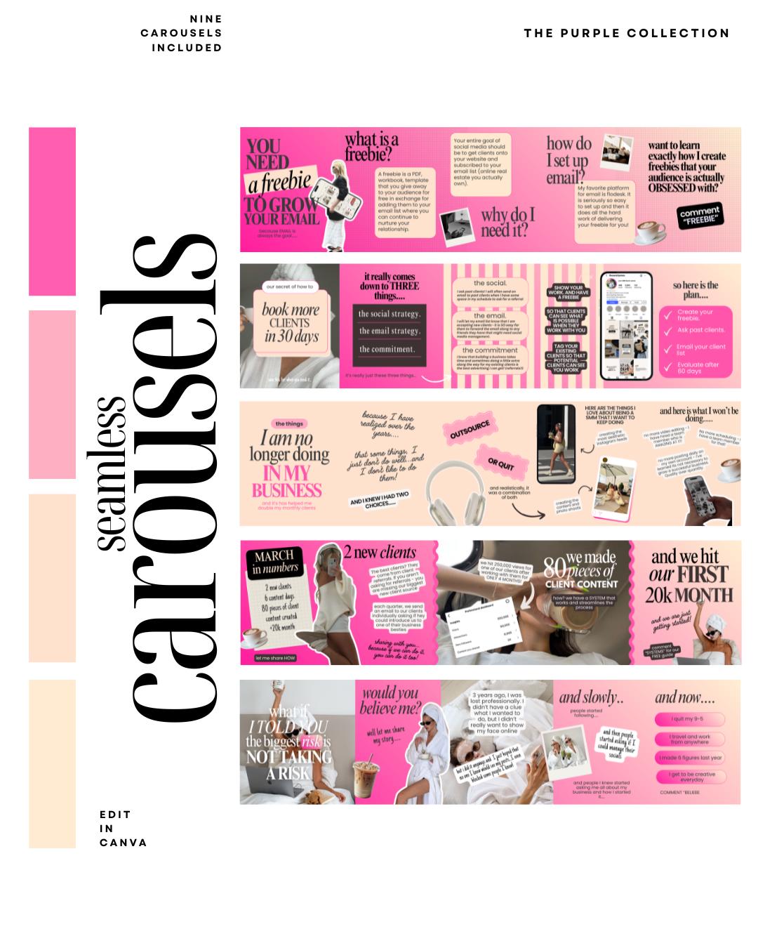 Seamless Instagram Carousel Post Templates - Social Media