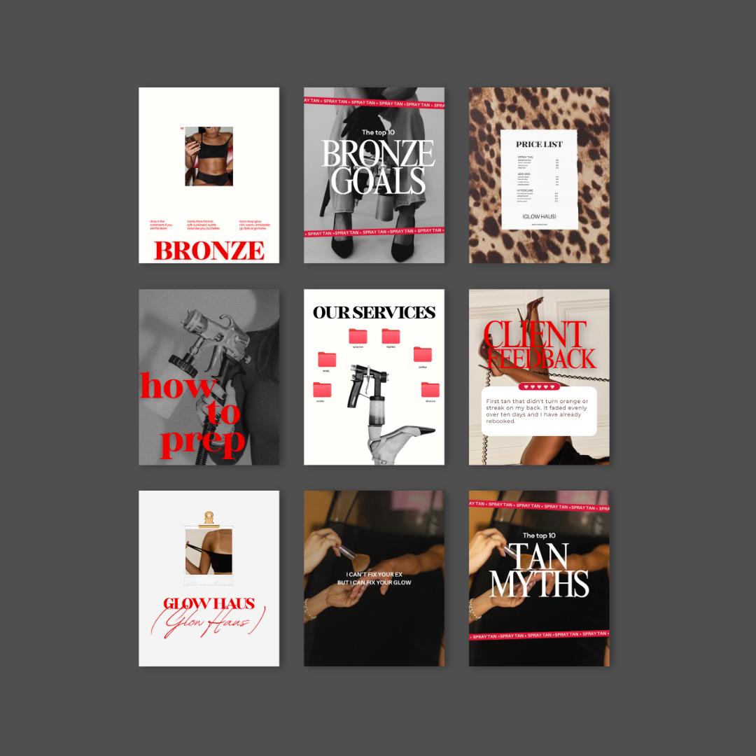 Luxury Spray Tan Instagram Templates, Spray Tanning Templates, Spray Tan Social Media, Spray Tan Branding, Spray Tanning Social Media