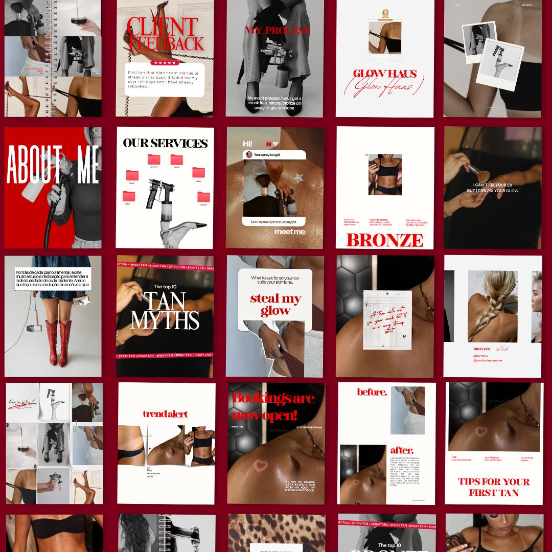 Luxury Spray Tan Instagram Templates, Spray Tanning Templates, Spray Tan Social Media, Spray Tan Branding, Spray Tanning Social Media