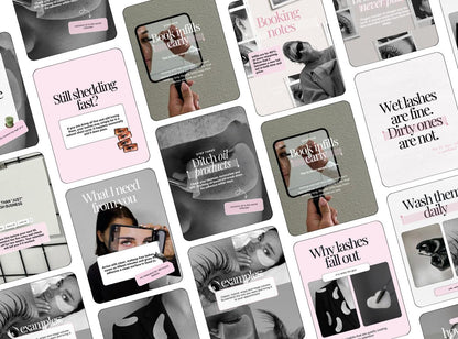 Lash Tech Instagram Templates | Pink Canva Posts for Lash Artists
