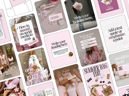 Pink Girly Instagram Templates, Canva Social Media Bundle (Digital Download)