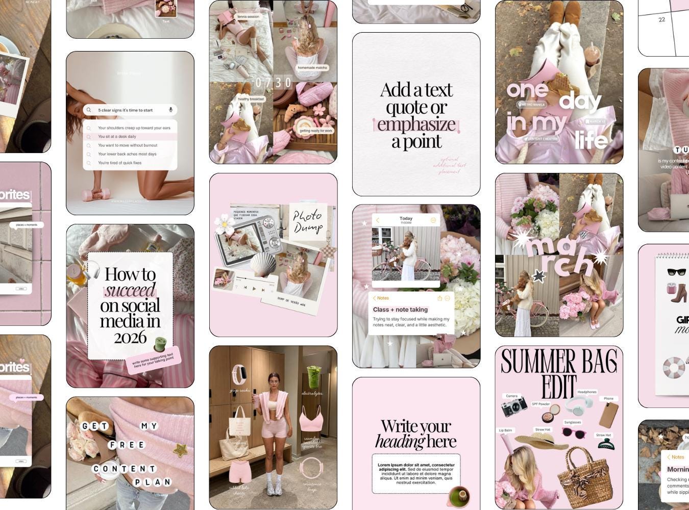 Pink Girly Instagram Templates
