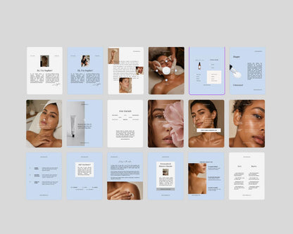 Blue Esthetician Instagram Canva Templates for Beauty Salons, Skincare Studios, and Dermatologists