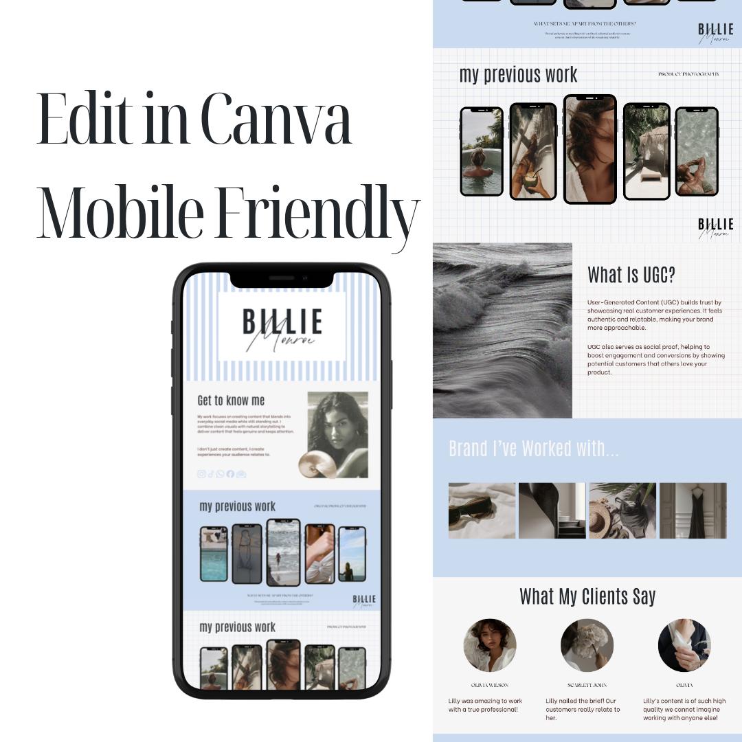 Blue Stripe UGC Portfolio Template Canva - preview 6