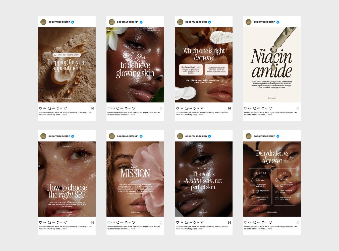 Esthetician Instagram Templates: Skincare Social Media Posts (Canva)