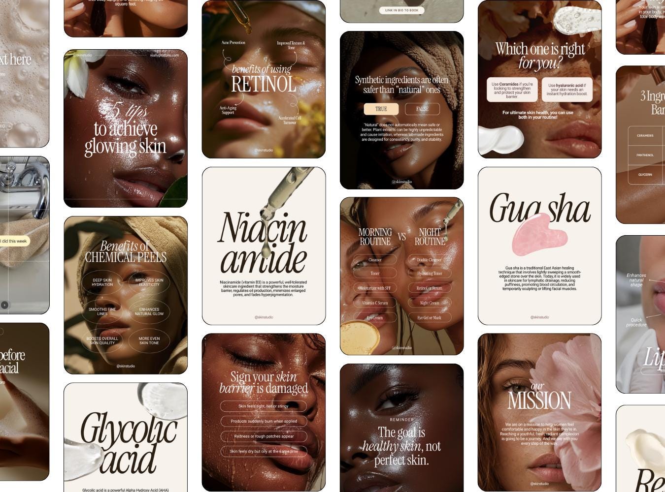 Esthetician Instagram Templates: Skincare Social Media Posts (Canva)