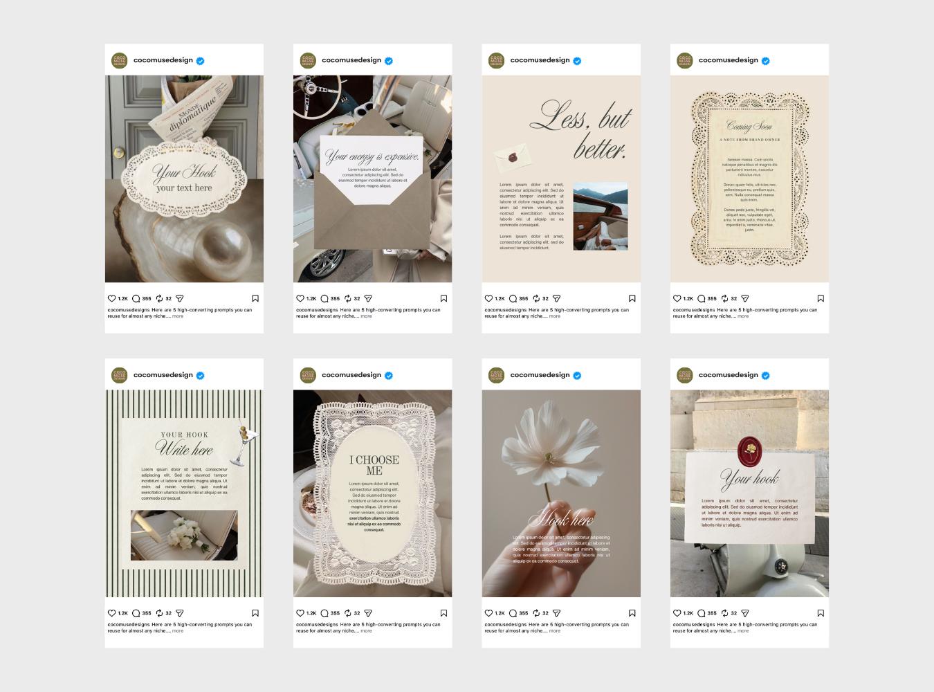 Neutral Beige Canva Instagram Templates | Old Money Luxury (Digital Download)