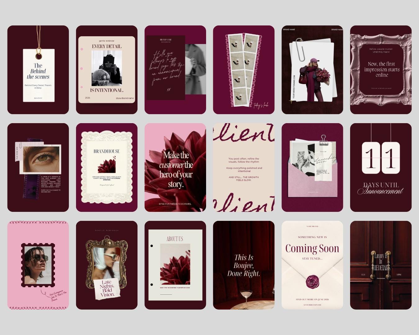 Instagram Canva Templates Burgundy