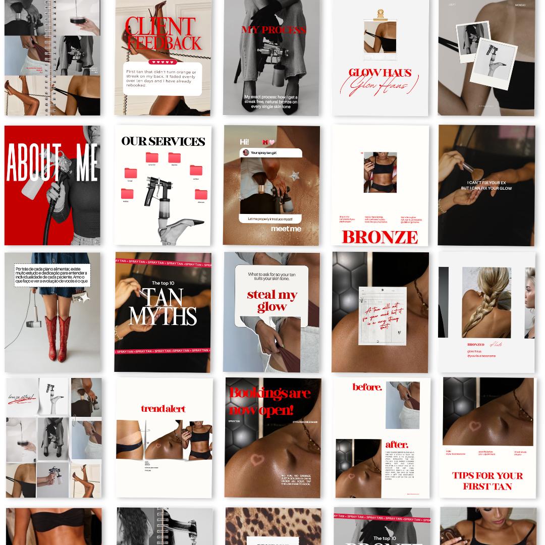 Luxury Spray Tan Instagram Templates, Spray Tanning Templates, Spray Tan Social Media, Spray Tan Branding, Spray Tanning