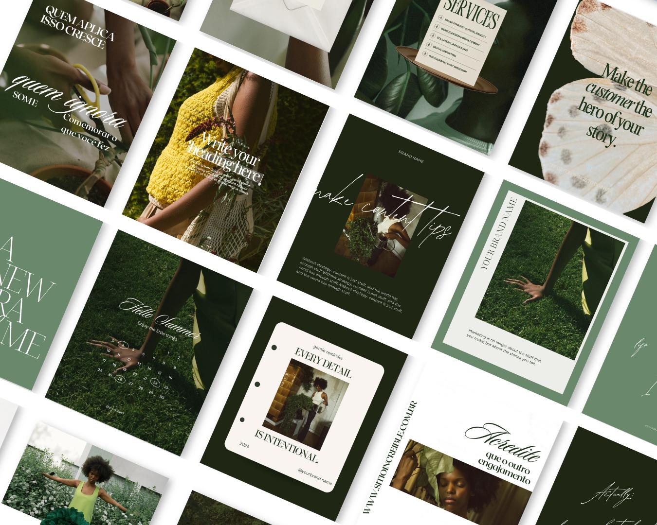 Trending 2026 Instagram Templates | Green Aesthetic Canva Templates for Any Niche | Editable Social Media Templates |  I