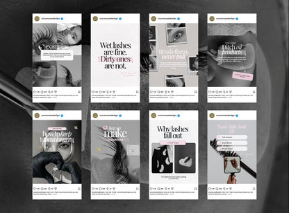 Lash Tech Instagram Templates | Pink Canva Posts for Lash Artists