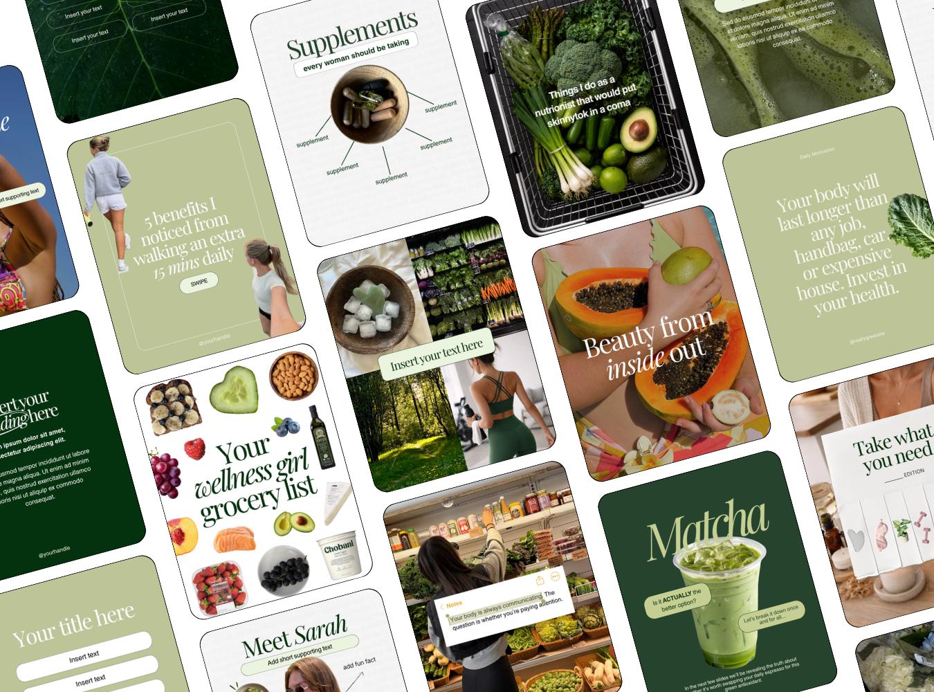 Health Wellness Instagram Canva Templates for Content Creators Influencers Viral Health Holistic Social Media Content Canva Post UGC